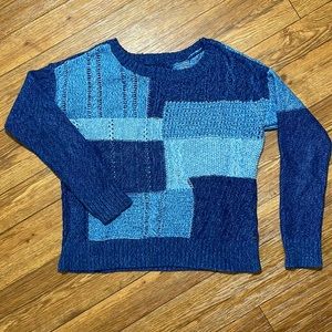 American Eagle Outfitters, size Medium, patchwork blue knit sweater